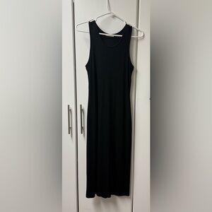 Marine Layer Black Midi Ribbed Knit Dress